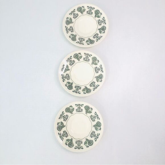 taylor smith summer morn rooster 6" small plates saucers green mcm set of 3 - Picture 1 of 9